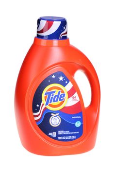 LAFAYETTE, INDIANA - JULY 1: Bright orange, 100-oz bottle of Tide laundry detergent, July 1, 2012. Bottles of Tide are being used by criminals to buy drugs leading to rampant theft in this new twist on money laundering.