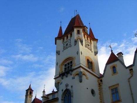                  Beautiful romantic castle against sky in the Czech Republic