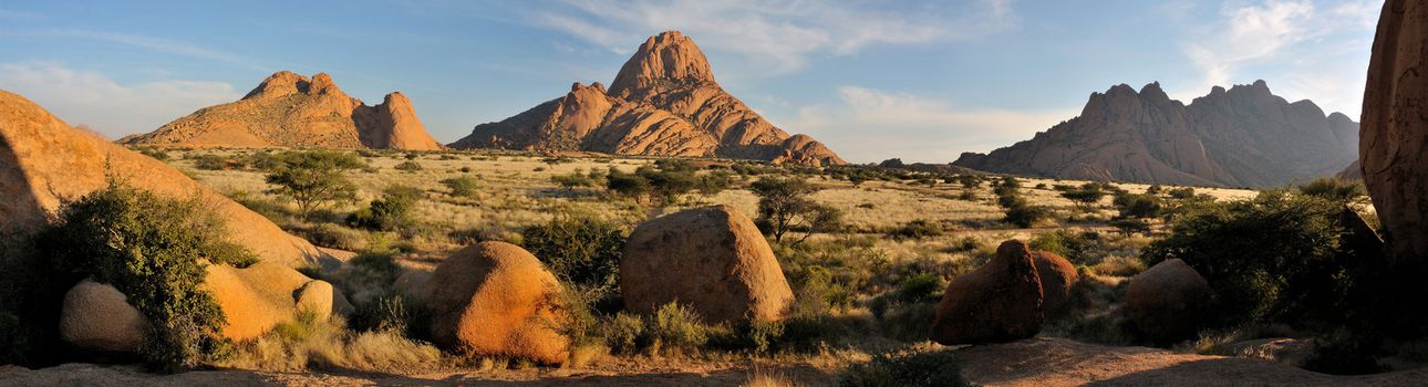 Panorama from three photos of the Spitzkoppe in Namibia