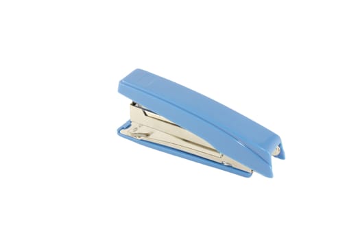 Blue stapler over white