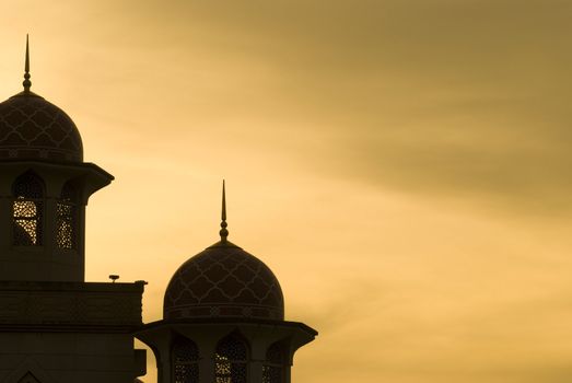 mosque silhouette during sunset