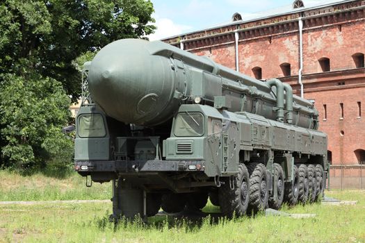Russian The mobile Topol missile launcher Topol  in position