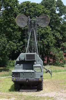 The military  mobile communications center Poplar in the position
