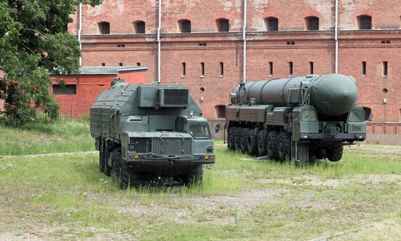 Russian The mobile Topol missile launcher Topol  in position