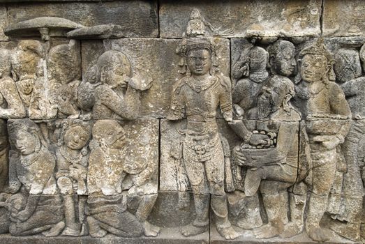 storry of buddha in ancient temple in java,indonesia