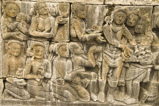 storry of buddha in ancient temple in java,indonesia