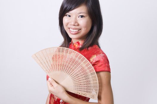 chinese new year girl with fan