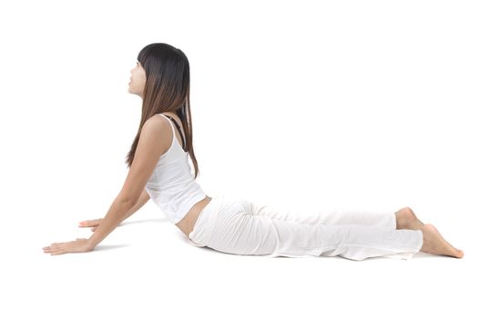 asian yoga girl with isolated whie background