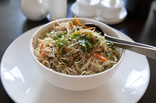 asian fried rice noodle on a bowl