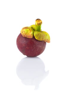 a single mangosteen over white background
