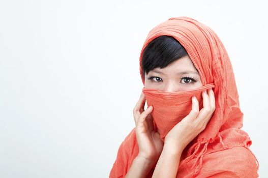 close up photo of islamic woman 