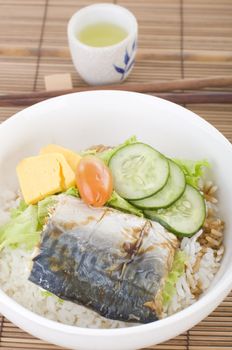 japanese bento food set with wooden background