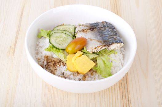 japanese bento rice set with wooden background