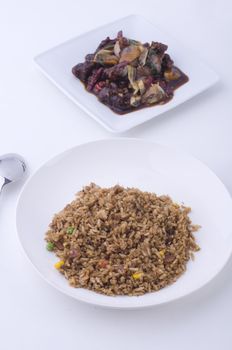 chinese fried rice with friend chili mantis prawn