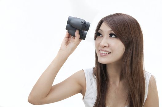 asian girl with binoculars