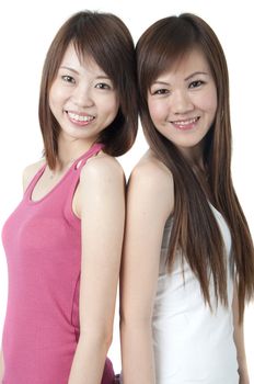asian friends with isolated white background
