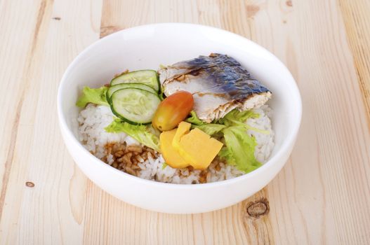 japanese bento set with wooden background