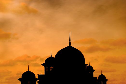 beautiful mosque silhouette during sunset