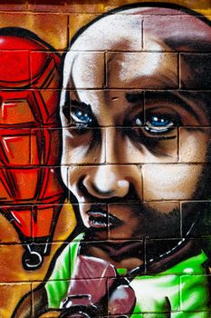 PUERTO REAL, CADIZ, SPAIN-JUL 15: Graffiti of unidentified artist on the first tournament of Graffiti of Puerto Real on Jul 15, 2011, in Puerto Real,  Spain