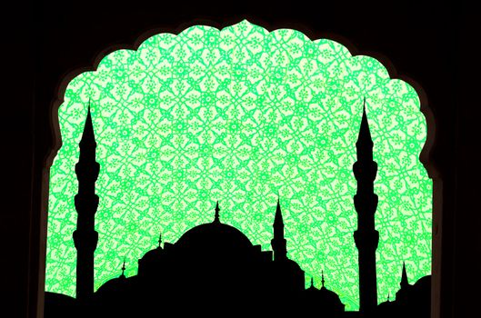 green tone halga sophia blue mosque turkey with islamic design and windows framed