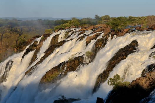 Sunrise at the Ruacana waterfalls on the boder between Angola and Namibia 