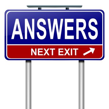 Illustration depicting a roadsign with an answers concept. White background.
