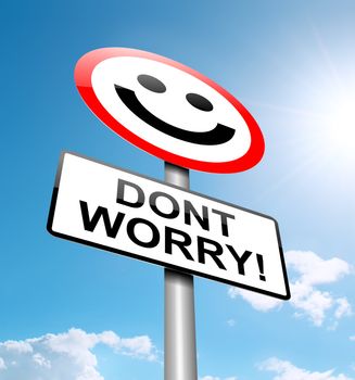 Illustration depicting a roadsign with a worry concept. Blue sky background.