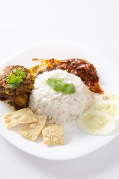 Nasi lemak traditional malaysian spicy rice dish