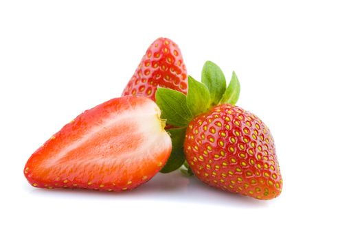 a few strawberries isolated in white background
