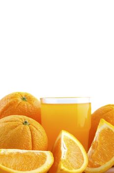 orange juice with slices of orange with isolted white background
