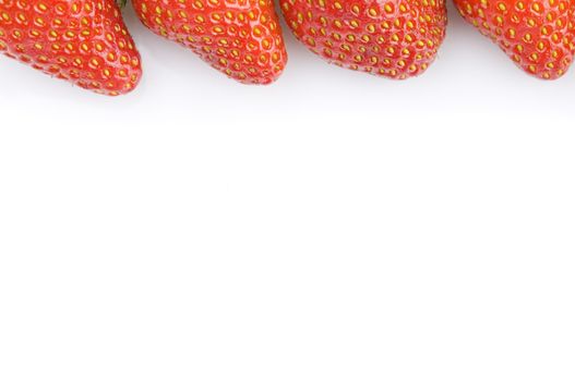 strawberries frame with white isolated background 