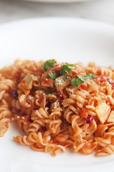 close up shot of tomato pasta