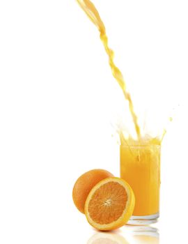 orange juice splash liquid isolated on white