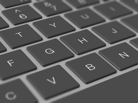 Dark keys on computer keyboard with depth of field.