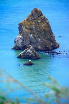 A rock formation off the coast of California near the City of Monterey