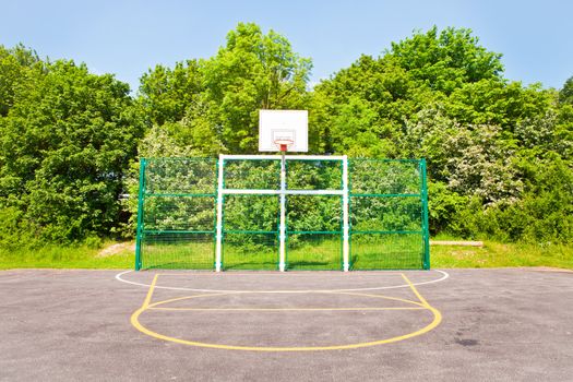 A modern basketball court in the UK