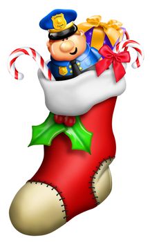 Cartoon Christmas Stocking for Boy with Toys