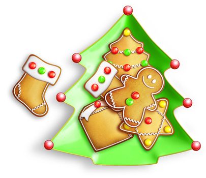 Gingerbread Cookies in Tree Plate