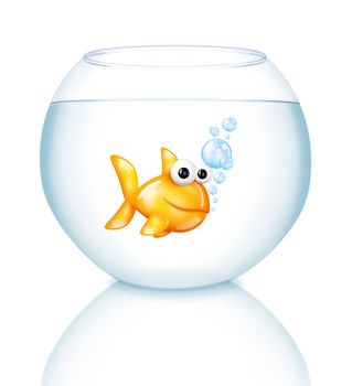 Cartoon Fish Bowl with Goldfish