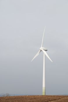 Wind turbines in movement in the fields