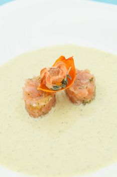 cream soup with salmon