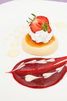 italian panna cotta dessert with strawberry