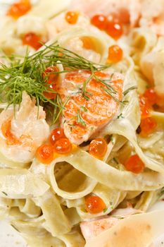 pasta with salmon and caviar