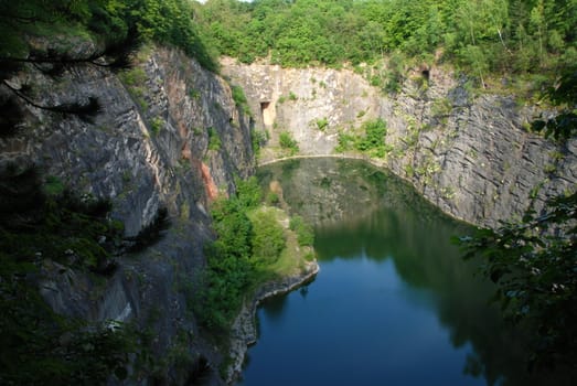 Beautiful old flooded quarry called Small America in the Czech Republic