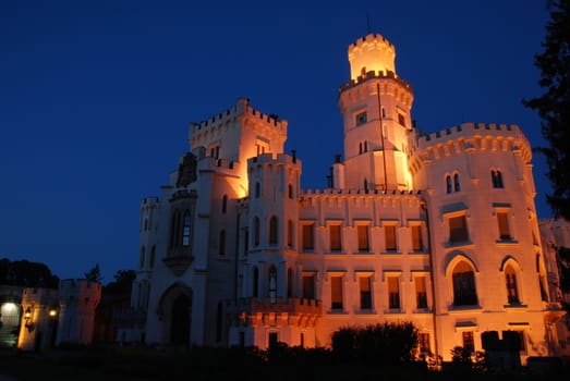 Beautiful renaissance castle Hluboka i the Czech Republic is located in rose gardens