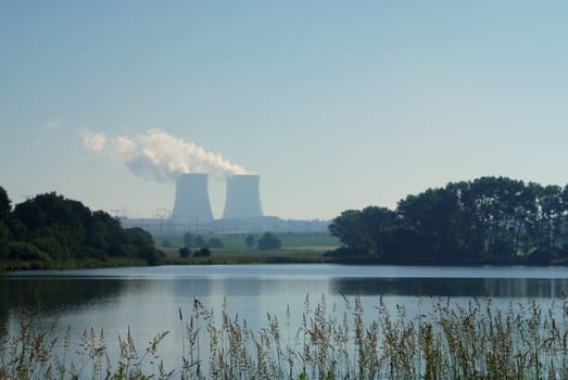 Nuclear power plant towers, a symbol of energy solution?