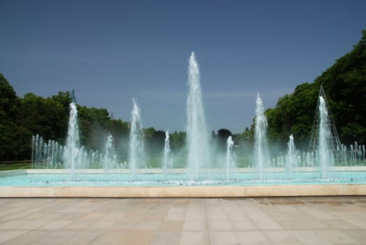 Amazing fountains in the Czech spa of Podebrady