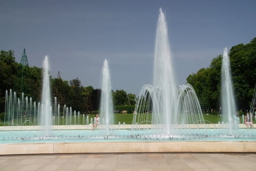 Amazing fountains in the Czech spa of Podebrady