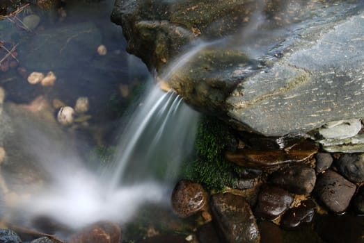 Beautiful brook falling down from the stones