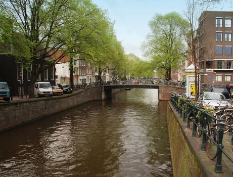 Amsterdam, Canal and bike. Holland. 